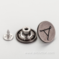 engraved logo alloy vintage jeans buttons